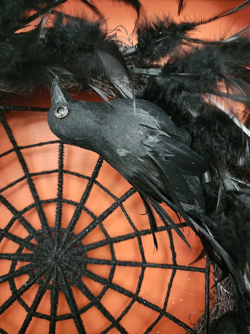 Black Feather Crow Halloween Wreath - Home Wall Decor